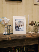 Картина авторская акварельная в паспарту 21х30 см на стену для интерьера "Венецианская романтика"