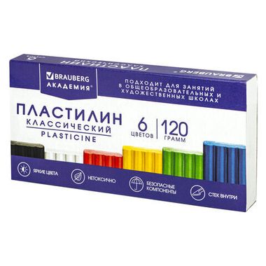 Пластилин 06цв (BRAUBERG) 