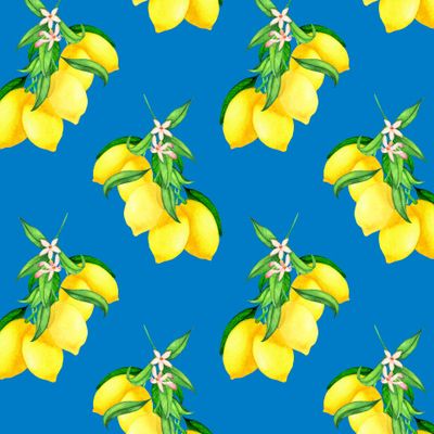 Лимонный паттерн на синем фоне