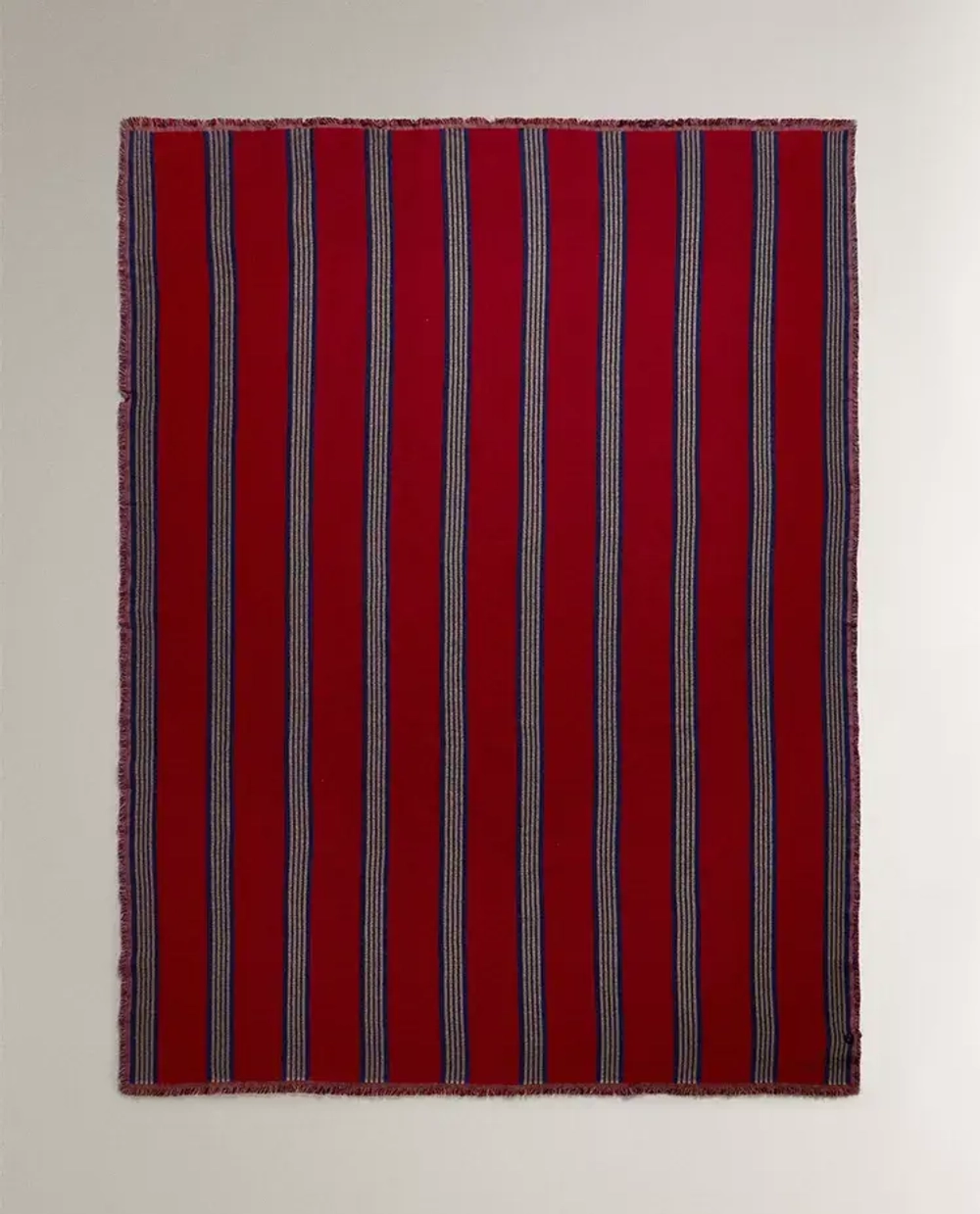 ZARA HOME ХЛОПКОВЫЙ ПЛЕД В ПОЛОСКУ, КРАСНЫЙ