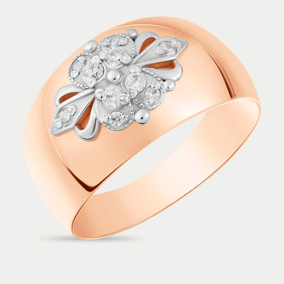 Кольцо женское из розового золота 585 пробы с фианитами (арт. 10359)
