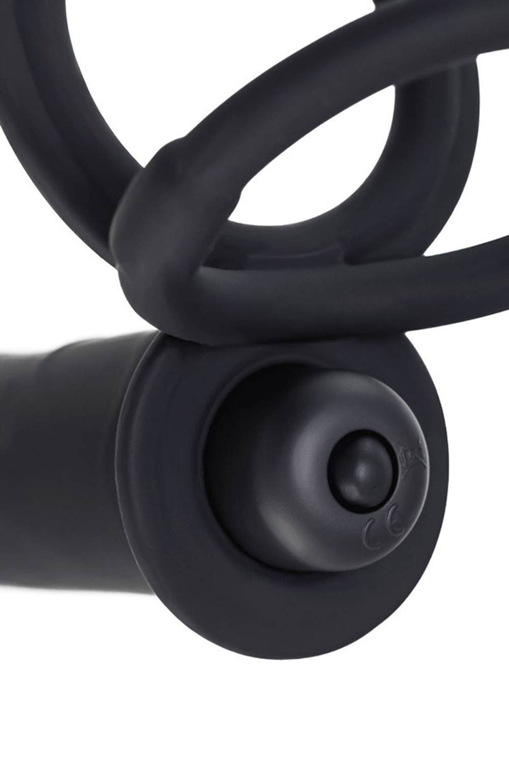 Черная вибронасадка на пенис для двойного проникновения 19см ToyFa Black&Red 901412-5