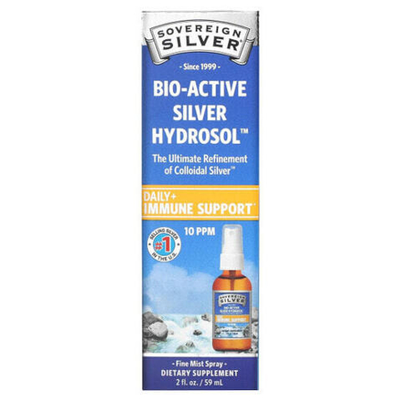 Минералы и микроэлементы Sovereign Silver, Bio-Active Silver Hydrosol, мелкодисперсный аэрозоль, 10 част./млн, 59 мл (2 жидк. унции)