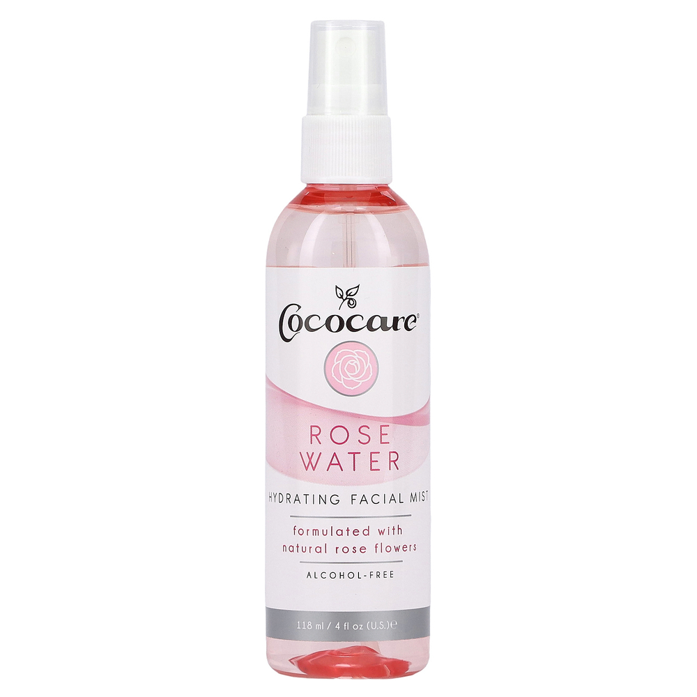 Cococare, Увлажняющий спрей для лица, без спирта, розовая вода, 118 мл (4 жидк. Унции)