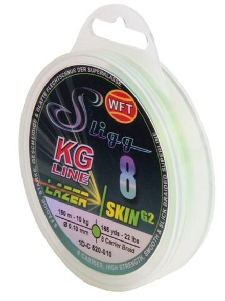 Леска плетёная WFT KG SLIGG LAZER SKIN G2 x8 Chartreuse 150 м, 0.10 мм