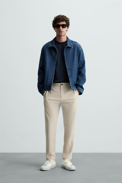 ZARA БРЮКИ ЧИНОС ИЗ КОМФОРТНОЙ РЕЛЬЕФНОЙ ТКАНИ, БЕЖЕВЫЙ