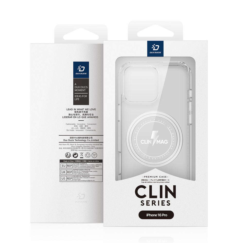 Усиленный прозрачный чехол с поддержкой MagSafe от Dux Ducis для iPhone 16 Pro, серия Clin Mag Series Case