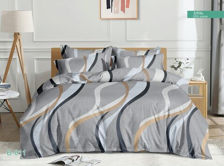 Комплект постельного белья Евро БЯЗЬ "B011 ЕМ" (нав. 50х70 или 70х70)