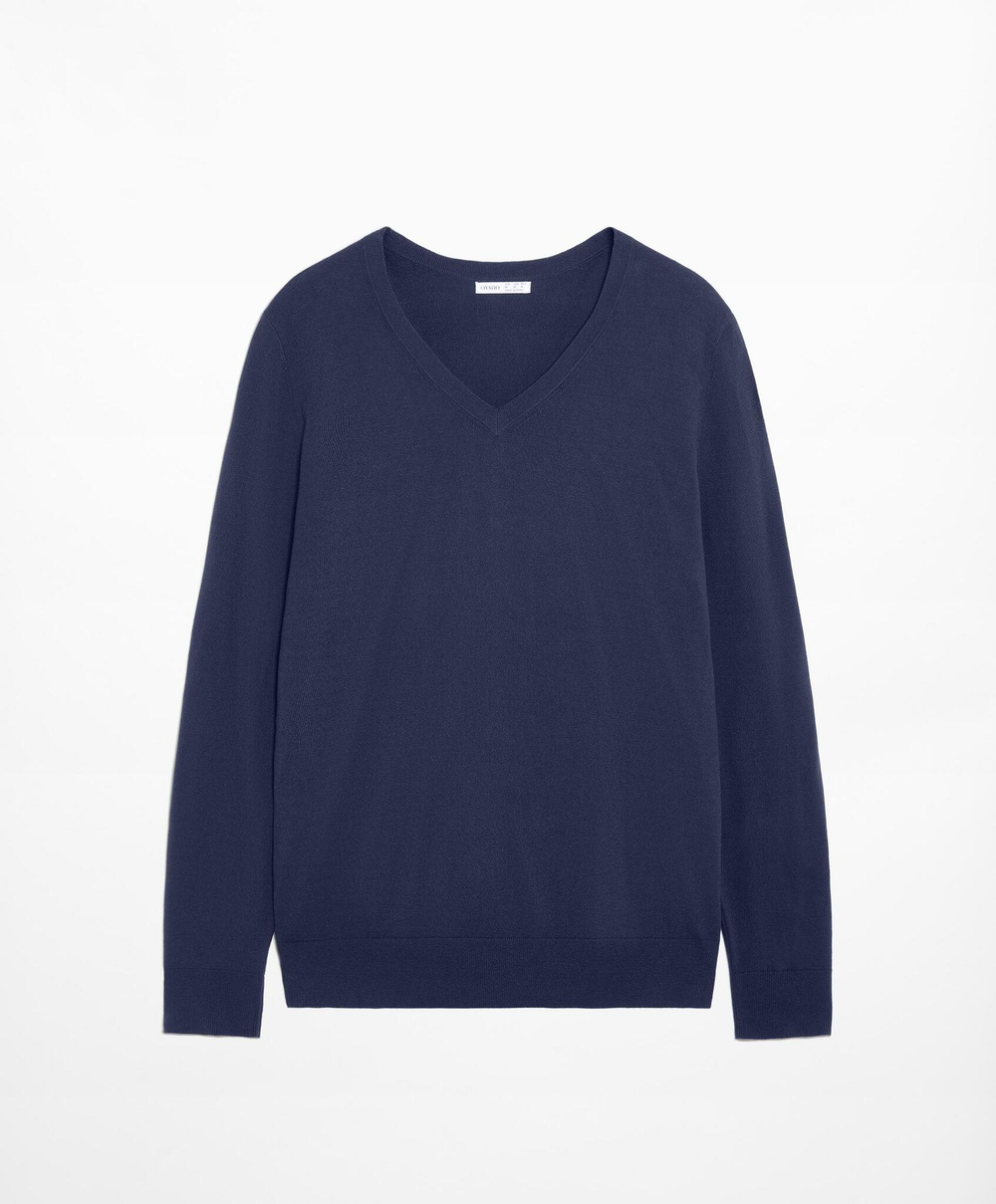Oysho Свитер из трикотажа с V-образным вырезом, темно-синий