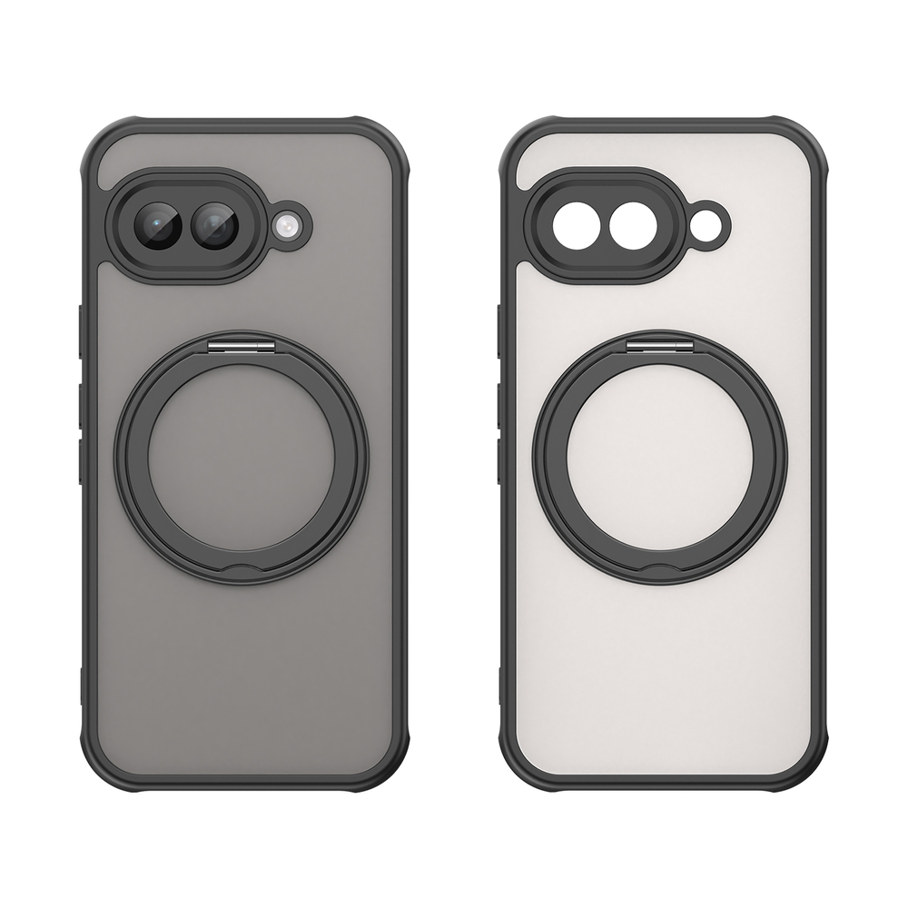 Чехол черного цвета для Google Pixel 9a с магнитным поворотным кольцом-подставкой