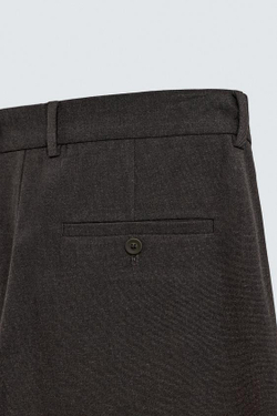 ZARA БРЮКИ КОМФОРТНОЙ ПОСАДКИ ИЗ РЕЛЬЕФНОЙ ТКАНИ, КОРИЧНЕВЫЙ