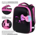 Ранец BRAUBERG SHINY, 2 отделения, с брелком, "Smiling cat", 38х28х14 см, 272040