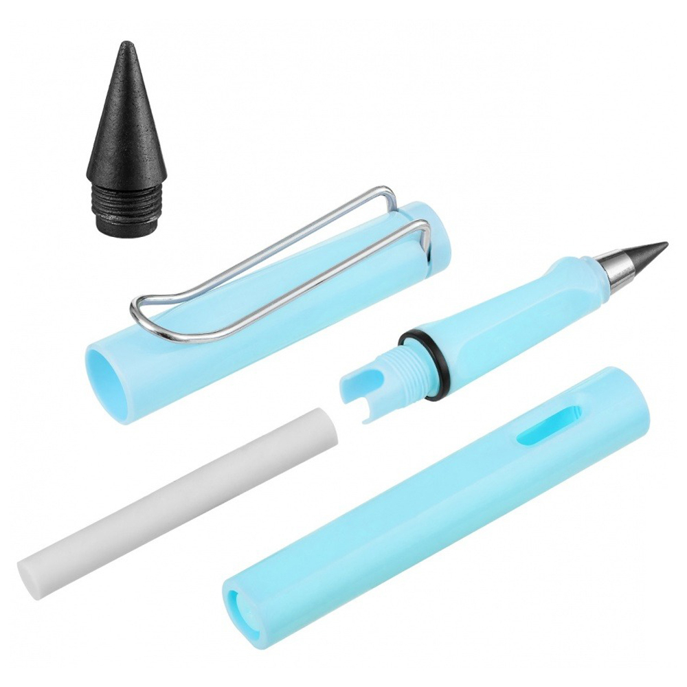 Карандаш вечный, чернографитный, Basir, с ластиком, голубой корпус