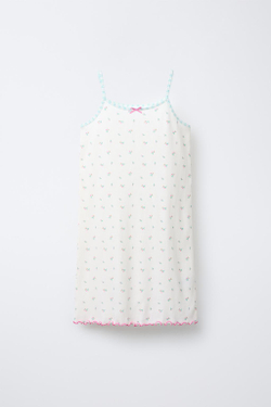 ZARA НОЧНАЯ РУБАШКА С ЦВЕТОЧНЫМ ПРИНТОМ, ЭКРЮ