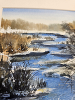 Картина авторская акварельная в паспарту 21х30 см на стену для интерьера "Орша в начале марта"
