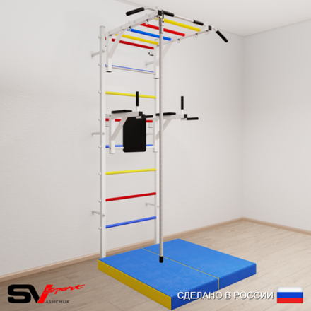 Шведская стенка Sv Sport 5404 (Турник рукоход/Брусья/Канат/Мат 1м)