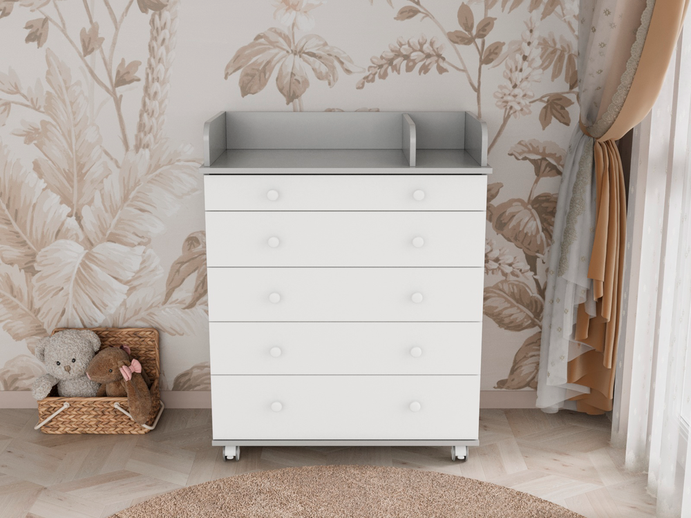 Комод Oskar серый/белый