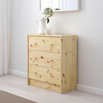 Dipriz Комод деревянный Раст с 3 ящиками для хранения с органайзером, из массива сосны