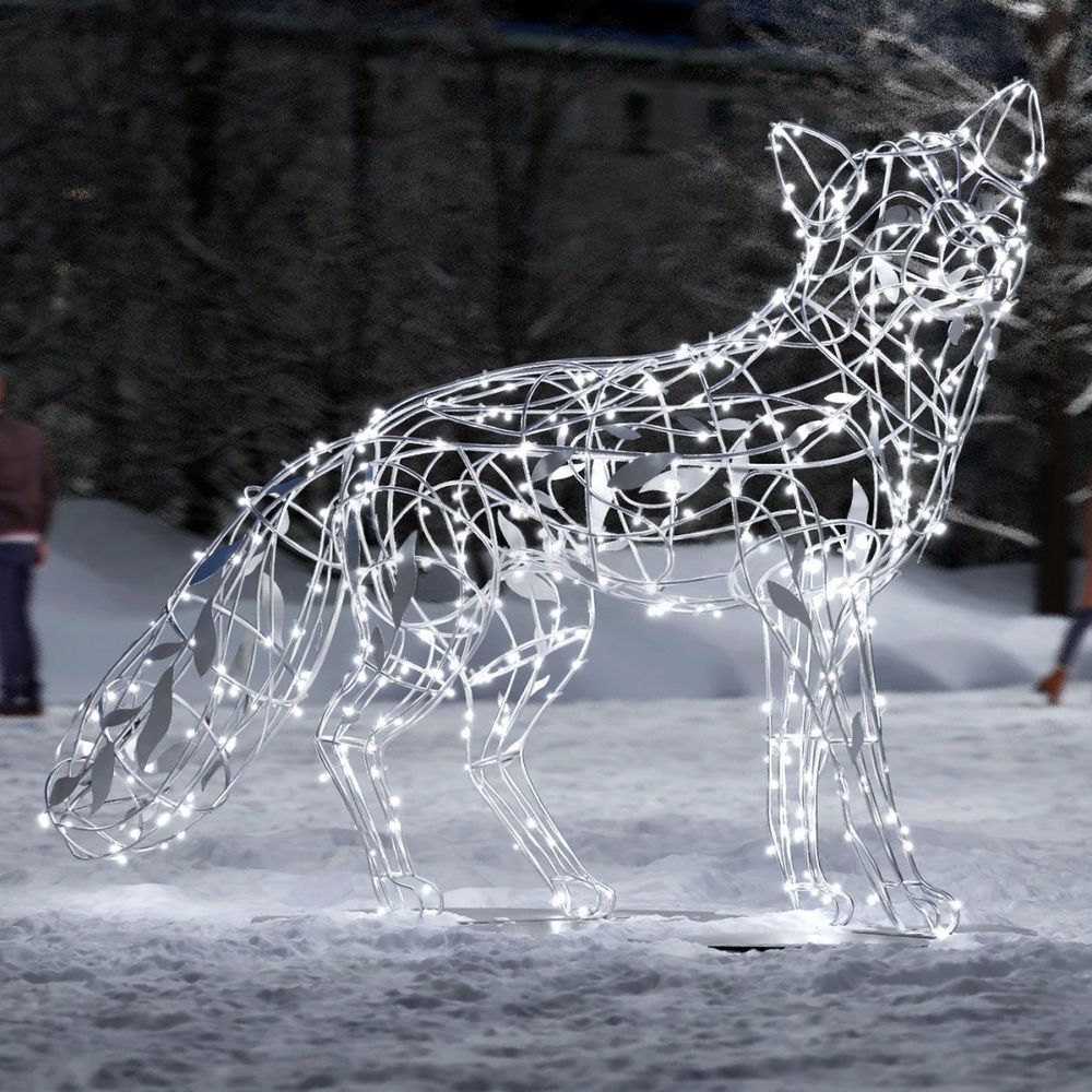 светодиодная фигура лисы, холодный белый свет