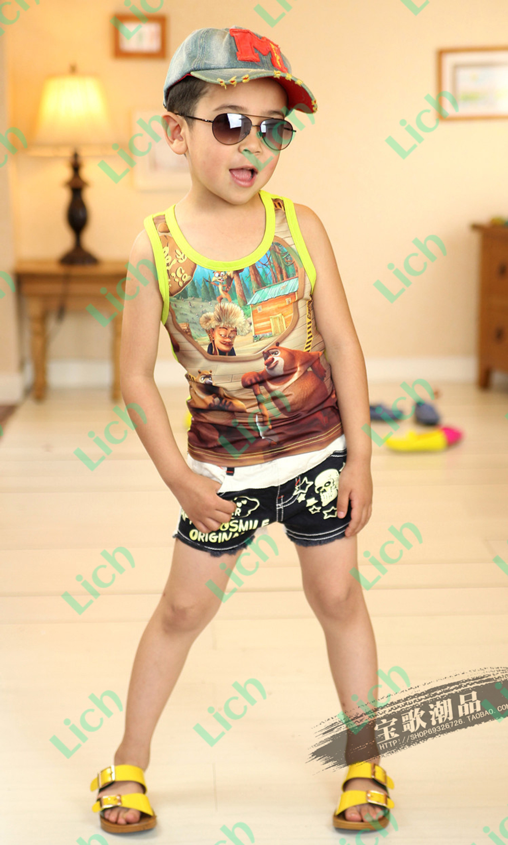 Шорты джинсовые с контрастными надписями и принтом черепа