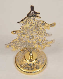 Елка сувенирная "С Новым годом!" с фианитами (Златоустовская гравюра)