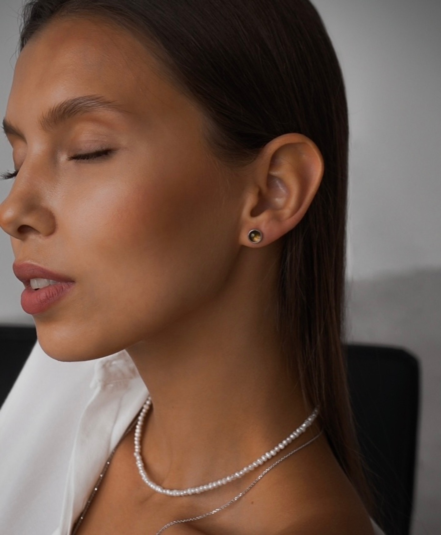 Пусеты мини Sunset с раухтопазом