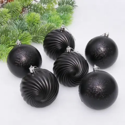 Новогодние шары «Изящные узоры» 8 см (набор 9 шт), Черный