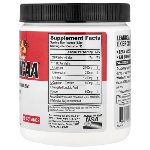 EVLution Nutrition, Lean BCAA®, фруктовый пунш, 246 г (8,7 унции)