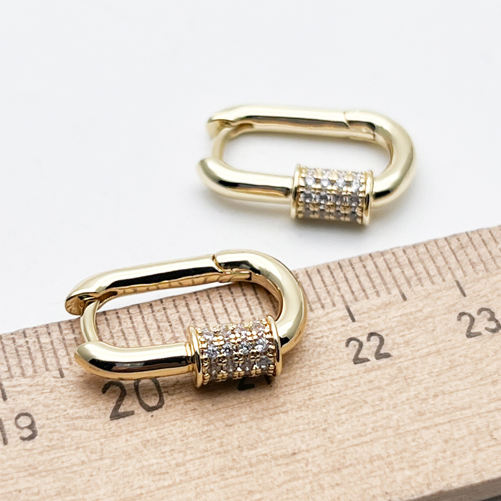 Ювелирные швензы Конго, позолота, фианиты, размер 20*14 мм, толщина 3 мм, цена за пару