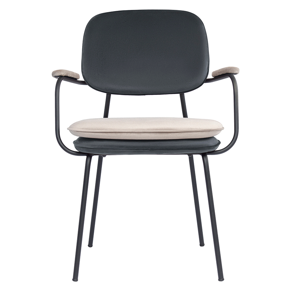 Стул с подлокотниками Bergenson Bjorn Pea, велюр, темно-серый/бежевый