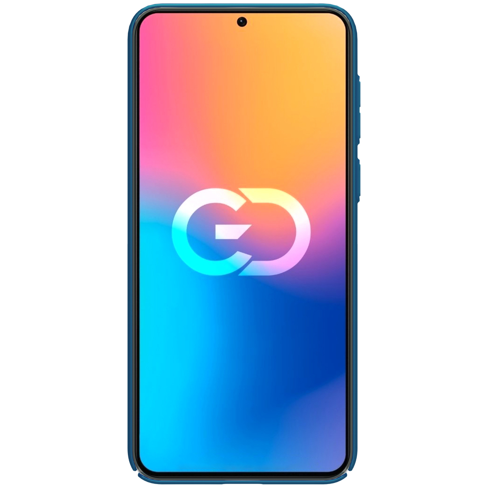 Тонкий жесткий чехол синего цвета (Peacock Blue) от Nillkin для Huawei P50 и P50E, серия Super Frosted Shield