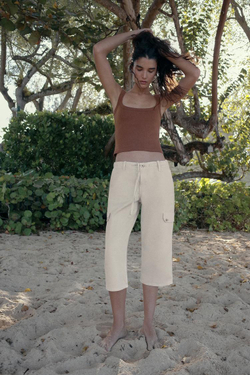 ZARA БРЮКИ КАПРИ КАРГО, КАМЕННО-СЕРЫЙ