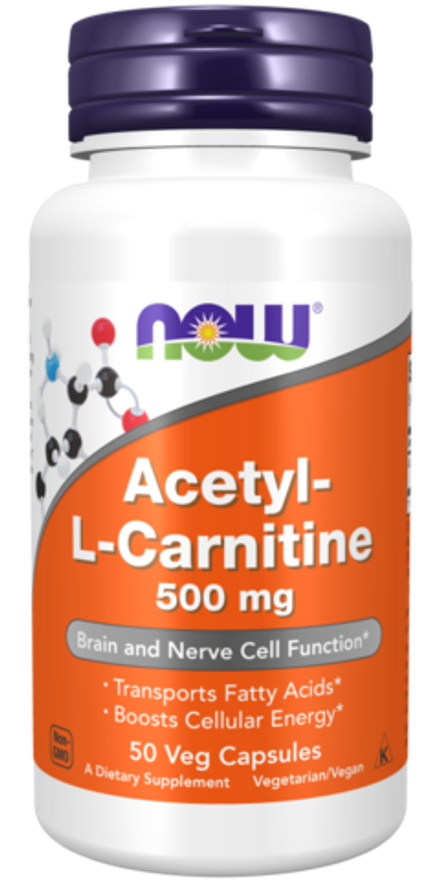 NOW Foods, Ацетил-L-Карнитин 500 мг, Acetyl-L-Carnitine 500 mg, 50 вегетарианских капсул