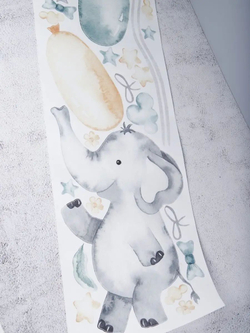 Интерьерные виниловые наклейки большие воздушные шары на стены в детскую, дома, облака, пейзаж