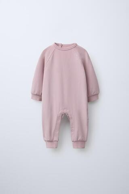 ZARA ОДНОТОННЫЙ КОМБИНЕЗОН ИЗ МЯГКОЙ ТКАНИ, РОЗОВЫЙ