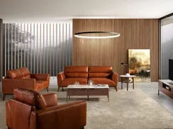 Двухместный диван Angel Cerda KF1016-2P, коричневая кожа