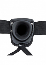 Черный реалистичный страпон-фаллопротез с мошонкой - 18 см.