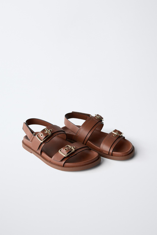 ZARA САНДАЛИИ С ПРЯЖКАМИ, КОРИЧНЕВЫЙ
