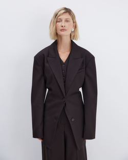 Жакет на пояске из шерсти Гуччи горький шоколад