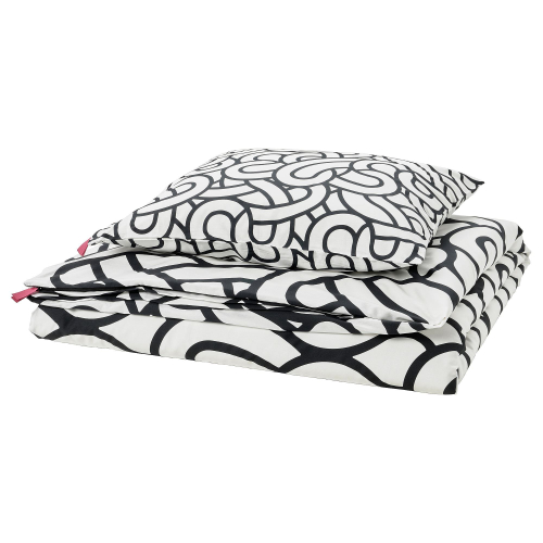 Комплект постельного белья IKEA SOTRONN (СОТРЕНН), Односпальный, Черно-белый, 150x200, 50x80 см