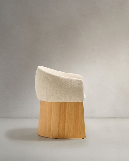 Стул Bosca из бежевого шенилла и дубового шпона
