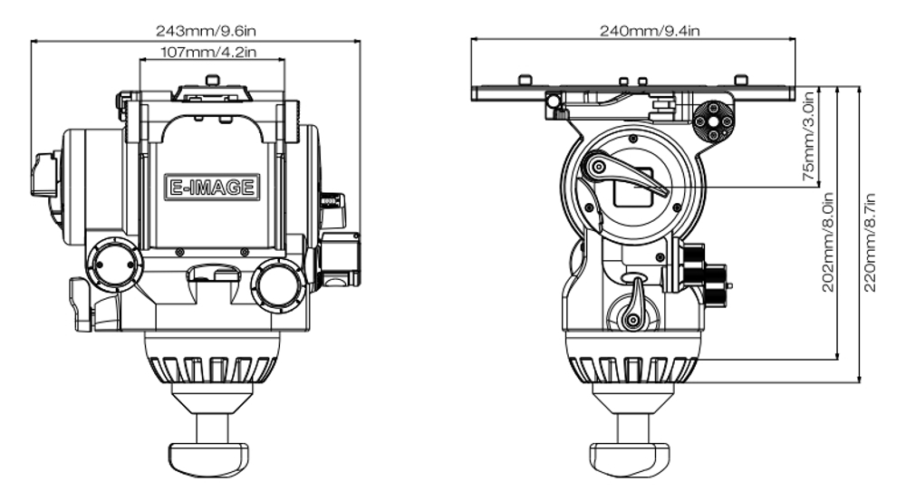 E-IMAGE MH32 PLUS Fluid Head (150mm) Голова для видеоштатива