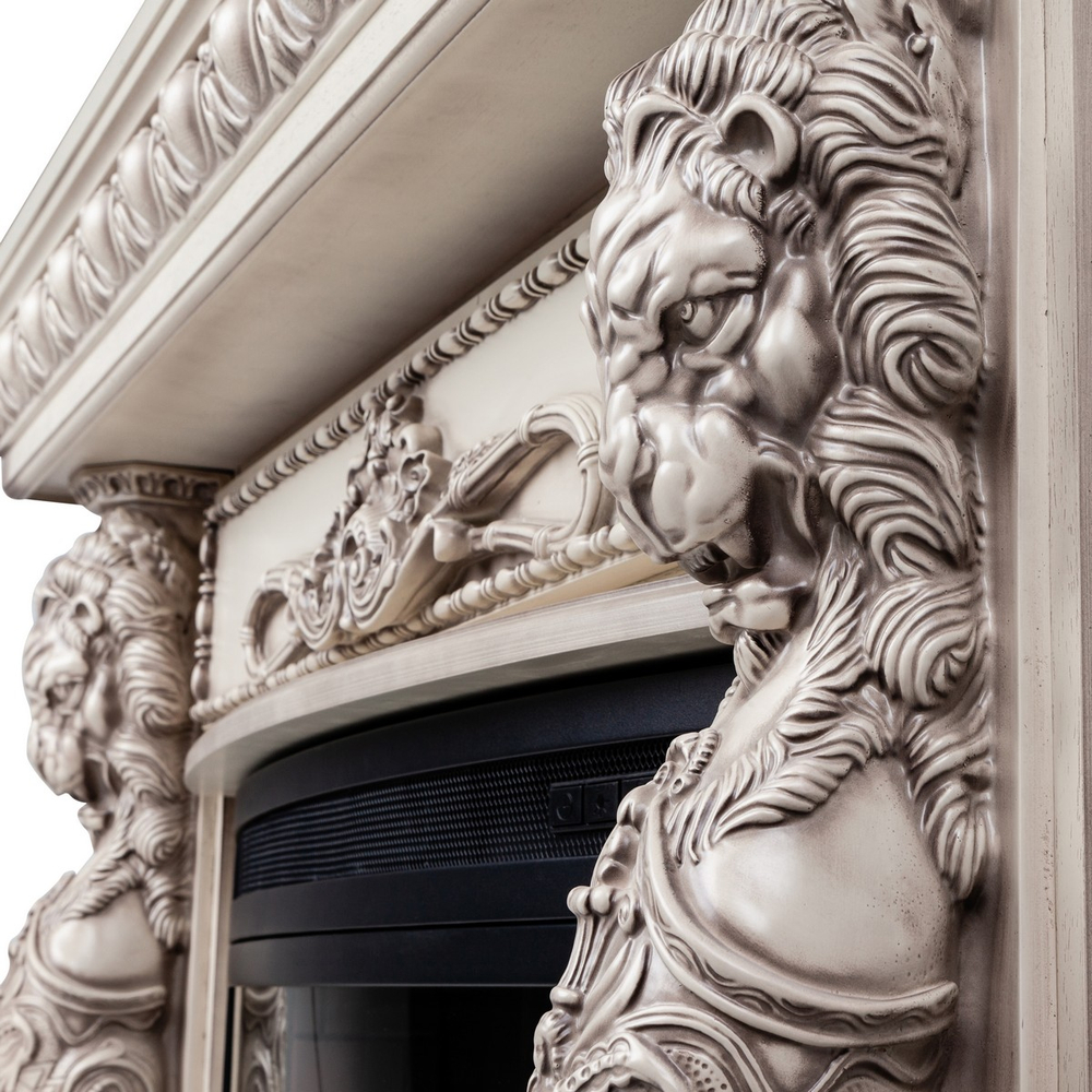 Каминокомплект ROMANO/ЛИОН Бежевый дуб с серой патиной с очагом Электроочаг FIRESTAR/ФАЕРСТАР 33