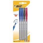 Ручки шариковые с грипом BIC "Round Stic Exact", НАБОР 4 шт./3 ЦВЕТА (синий, черный, красный), линия письма 0,32 мм, блистер, 932858