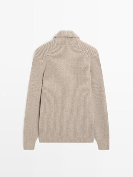 Massimo Dutti Вязаный кардиган, светло-бежевый