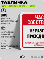 Табличка для частной территории "Частная собственность, не разгружаться", на дом, для участка, организаций, предупреждающая, 40х30 см, Silver Plane x Айдентика Технолоджи