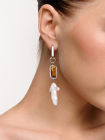 Серьги "Tiger' pearl cross" Silver