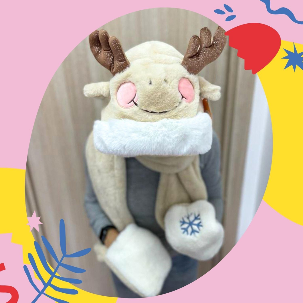 Мягкая игрушка Шапка с ушками Олень KiDWoW для девочек, мальчиков, малышей, детей, в подарок, для сна