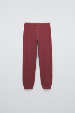 ZARA ОДНОТОННАЯ ПИЖАМА С ВОРОТНИКОМ И ПУГОВИЦАМИ, БОРДОВЫЙ