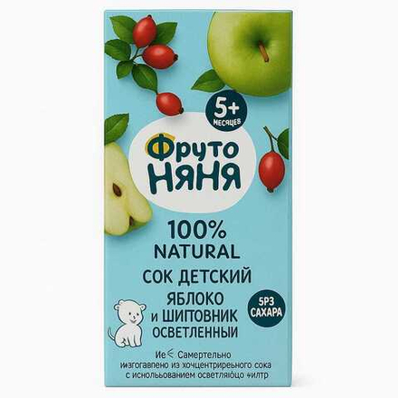 Сок Фруто Няня яблоко и шиповнк осветленный 0,2 л